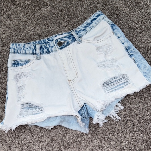 Vervet‎ Los Angeles small distressed white wash jean shorts denim cut off - Picture 1 of 7